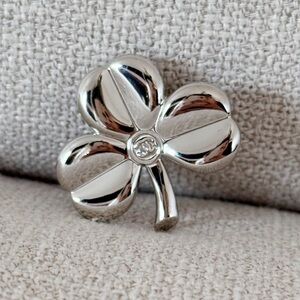 Chanel Beauty Silver Clover Brooch